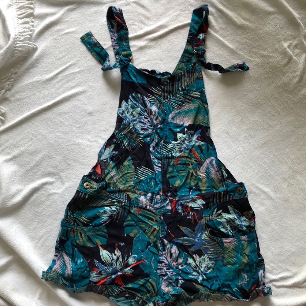 Women Overall flowered blue and Green